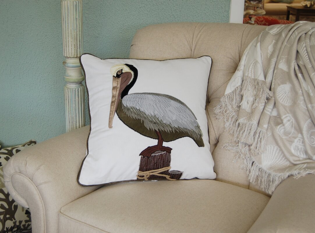 Breakwater Bay Menard Pelican Applique Cotton Throw Pillow Wayfair